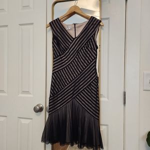 London Times Cable and Mesh Drop Waist Dress